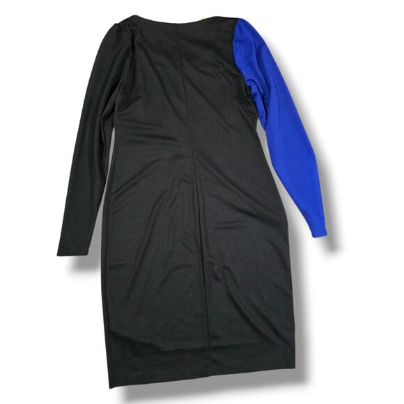 Forever 21+ Blue & Black Colorblock Dress Women’s XL | Long Sleeve Zip accent - Picture 5 of 9
